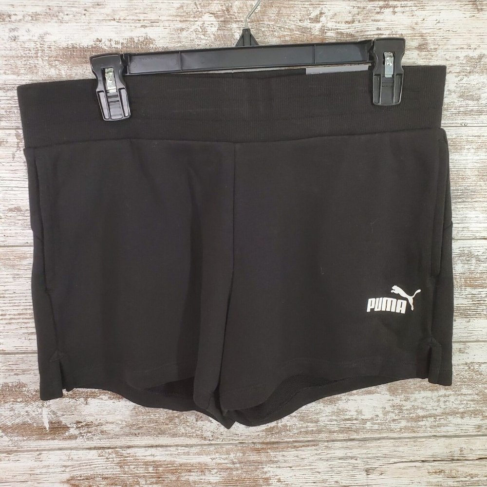 Puma Black Logo Essentials Athletic Short